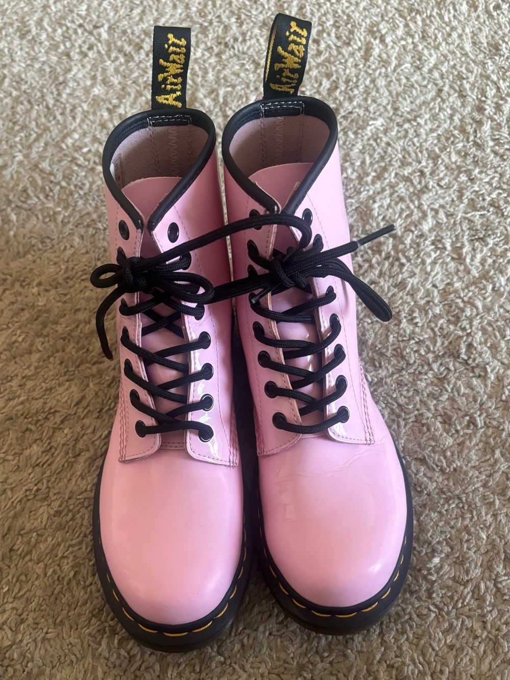 DOC DR. MARTENS Pink Patent Leather boots - Picture 2 of 5
